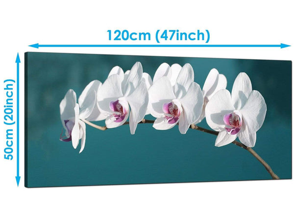 Living-Room Teal Panoramic Canvas of Orchids