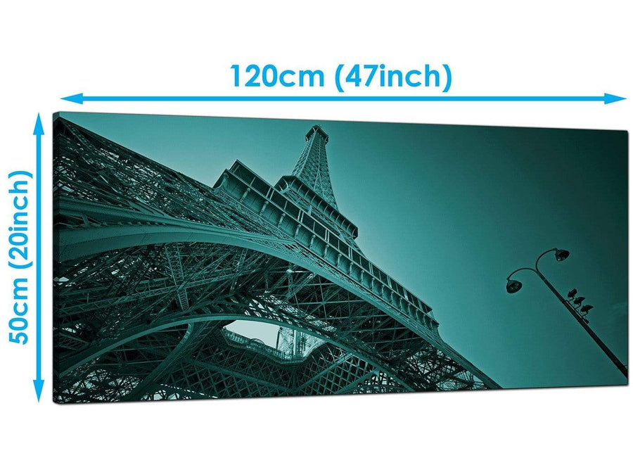 Living-Room Teal Wide Canvas of the Eiffel Tower