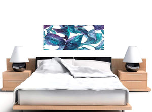 Cheap Turquoise And White Tropical Leaves Canvas Modern 120cm Wide 1323 For Your Dining Room