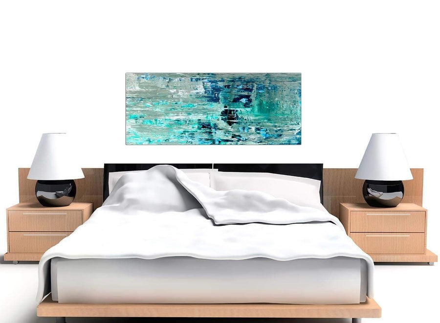 Cheap Turquoise Teal Abstract Painting Wall Art Print Canvas Modern 120cm Wide 1333 For Your Living Room