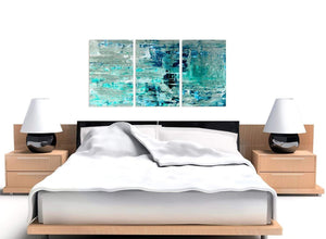 Cheap Turquoise Teal Abstract Painting Wall Art Print Canvas Split 3 Panel 3333 For Your Hallway