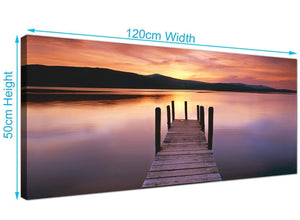 Large Lake Sunset Canvas Prints 120cm x 50cm 1214