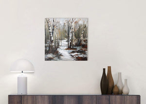 cheap woodland winter trees forest scene landscape canvas modern 49cm square 1s295s for your dining room