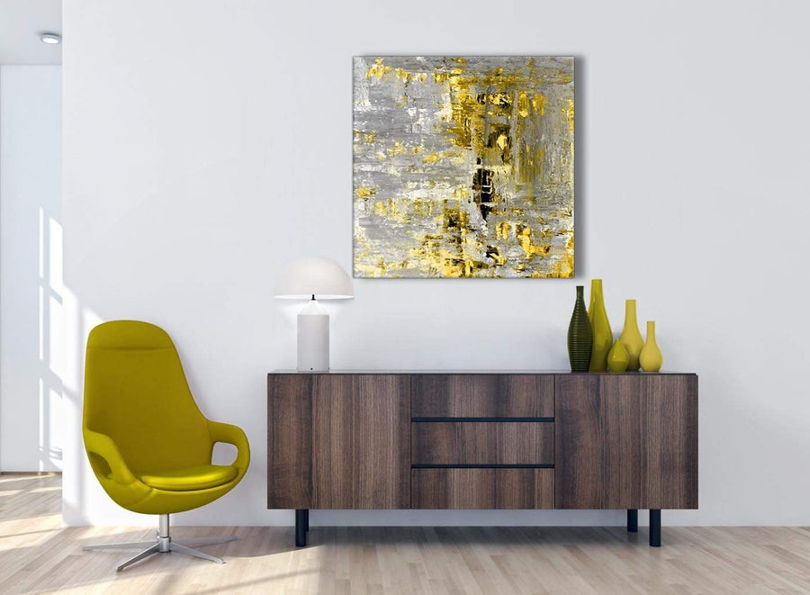 Cheap Yellow Abstract Painting Wall Art Print Canvas Modern 79cm Square 1S357L For Your Kitchen