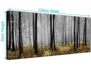 Cheap Yellow and Grey Forest Woodland Trees Living Room Canvas Pictures Accessories - 1384 - 120cm Print