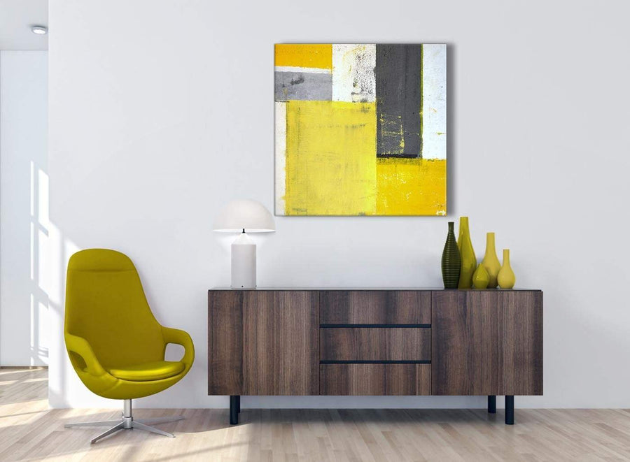 Cheap Yellow Grey Abstract Painting Canvas Modern 79cm Square 1S346L For Your Bedroom