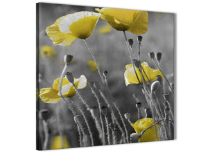 Cheap Yellow Grey Poppy Flower - Poppies Floral Canvas Bathroom Canvas Wall Art Accessories - Abstract 1s258s - 49cm Square Print
