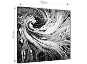 Chic Black White Grey Swirls Modern Abstract Canvas Wall Art Modern 79cm Square 1S354L For Your Living Room