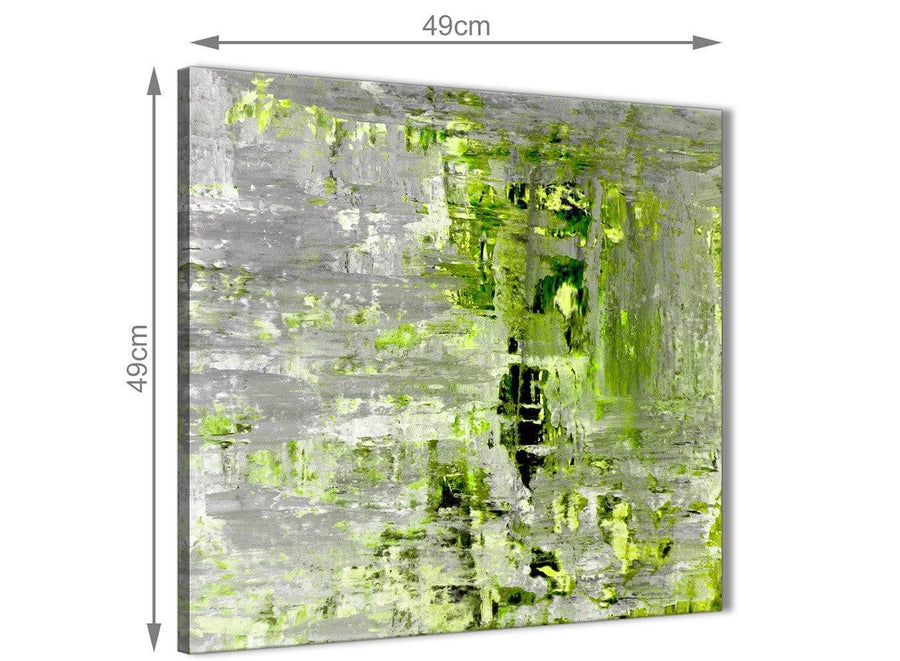 Chic Lime Green Grey Abstract Painting Wall Art Print Canvas Modern 49cm Square 1S360S For Your Living Room