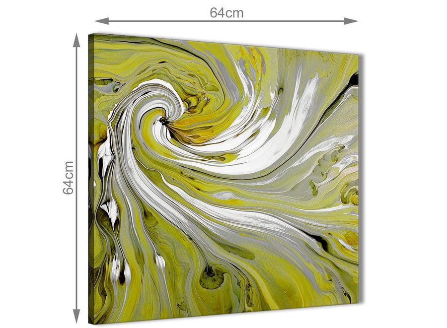 Chic Lime Green Swirls Modern Abstract Canvas Wall Art Modern 64cm Square 1S351M For Your Kitchen
