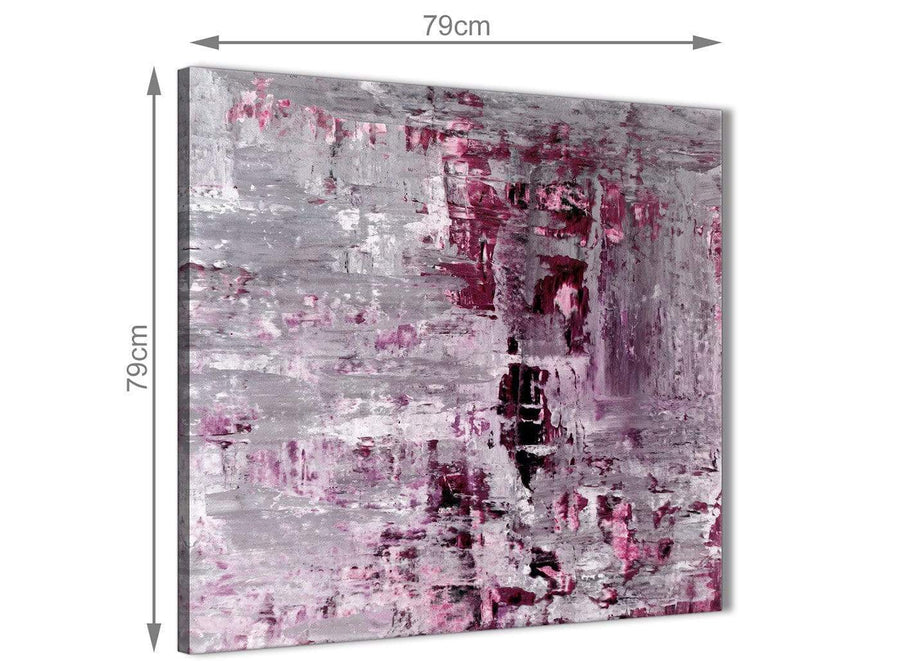 Chic Plum Grey Abstract Painting Wall Art Print Canvas Modern 79cm Square 1S359L For Your Bedroom