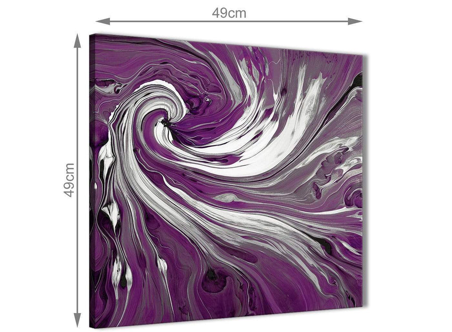Chic Plum Purple White Swirls Modern Abstract Canvas Wall Art Modern 49cm Square 1S353S For Your Bedroom