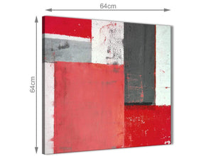 Chic Red Grey Abstract Painting Canvas Wall Art Modern 64cm Square 1S343M For Your Dining Room