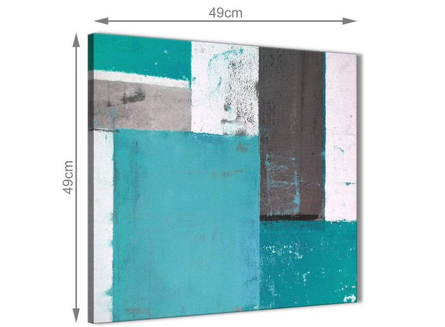 Chic Teal Grey Abstract Painting Canvas Wall Art Modern 49cm Square 1S344S For Your Living Room