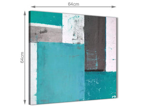 Chic Teal Grey Abstract Painting Canvas Wall Art Modern 64cm Square 1S344M For Your Living Room