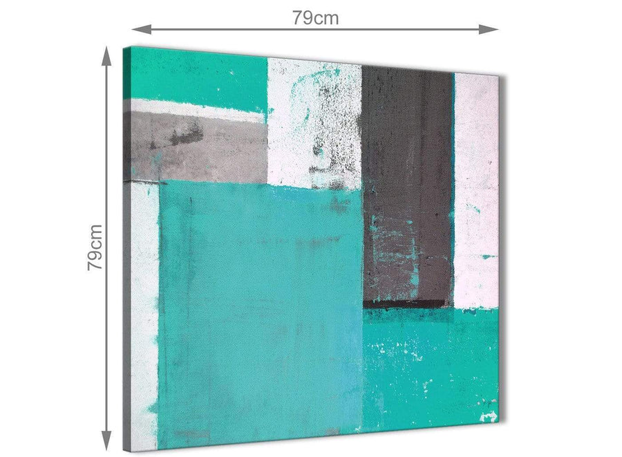 Chic Turquoise Grey Abstract Painting Canvas Wall Art Modern 79cm Square 1S345L For Your Living Room
