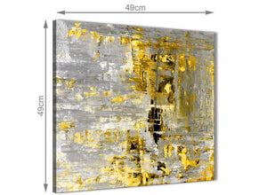 Chic Yellow Abstract Painting Wall Art Print Canvas Modern 49cm Square 1S357S For Your Dining Room