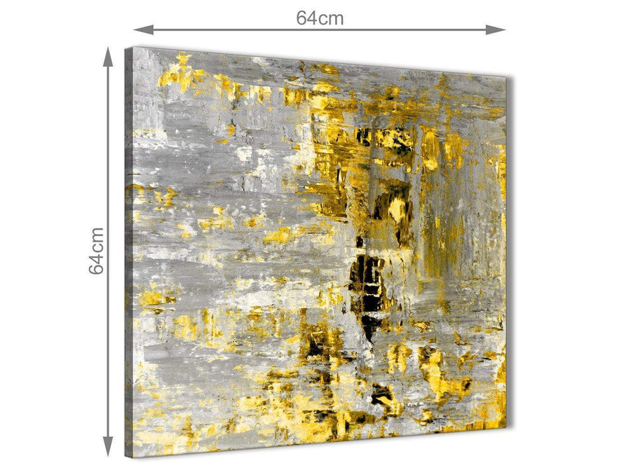 Chic Yellow Abstract Painting Wall Art Print Canvas Modern 64cm Square 1S357M For Your Dining Room