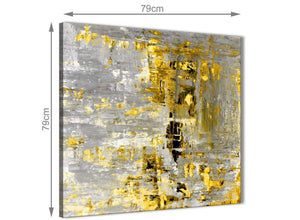 Chic Yellow Abstract Painting Wall Art Print Canvas Modern 79cm Square 1S357L For Your Kitchen