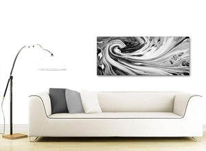 Contemporary Black White Grey Swirls Modern Abstract Canvas Wall Art Modern 120cm Wide 1354 For Your Kitchen