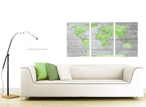 Contemporary Green Grey Large Lime Green Grey World Map Atlas Canvas Wall Art Print Maps Canvas Multi 3 Piece 3301 For Your Study