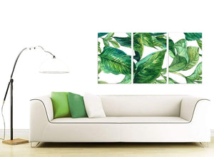 Contemporary Green Palm Tropical Banana Leaves Canvas Split Triptych 3324 For Your Kitchen