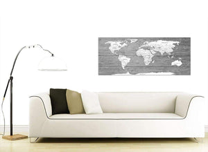 Contemporary Large Black White Map Of World Atlas Canvas Wall Art Print Modern 120cm Wide 1315 For Your Living Room