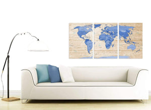 Contemporary Large Blue Cream Map Of World Atlas Canvas Multi 3 Piece 3308 For Your Boys Bedroom