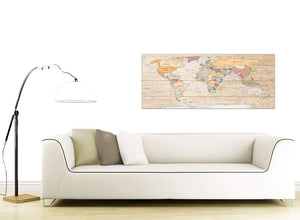 Contemporary Large Cream Map Of The World Atlas Picture Canvas Modern 120cm Wide 1314 For Your Office