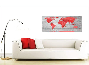 Contemporary Large Red Grey Map Of The World Atlas Canvas Wall Art Print Modern 120cm Wide 1300 For Your Boys Bedroom