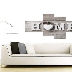 Contemporary Large Shabby Chic Home Quote Beige Canvas Multi 4 Panel 4317 For Your Kitchen