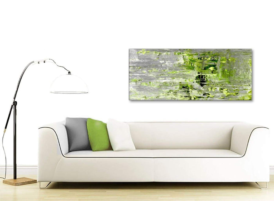 Contemporary Lime Green Grey Abstract Painting Wall Art Print Canvas Modern 120cm Wide 1360 For Your Dining Room