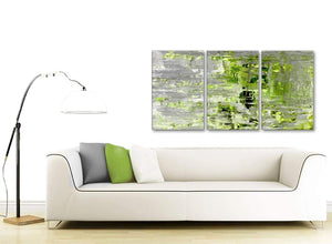 Contemporary Lime Green Grey Abstract Painting Wall Art Print Canvas Split 3 Set 125cm Wide 3360 For Your Dining Room