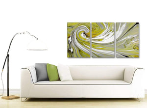 Contemporary Lime Green Swirls Modern Abstract Canvas Wall Art Multi Set Of 3 125cm Wide 3351 For Your Kitchen