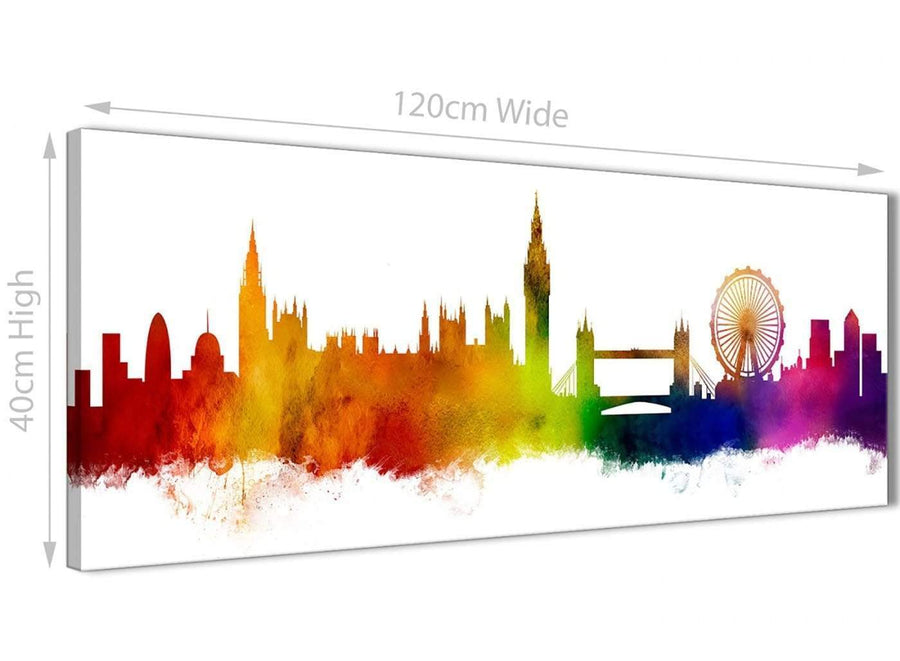 A Contemporary Canvas Picture showing a London Cityscape with Big Ben London Eye Tower Bridge