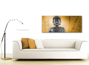 Contemporary Orange And Grey Silver Wall Art Prints Of Buddha Canvas Modern 120cm Wide 1329 For Your Living Room
