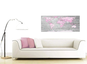 Contemporary Pink Grey Large Pink Grey Map Of World Atlas Canvas Wall Art Print ‚Äö√Ñ√¨ Maps Canvas Modern 120cm Wide 1302 For Your Girls Bedroom