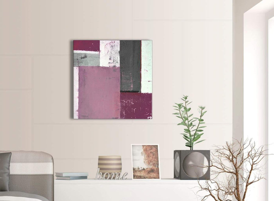 Contemporary Plum Gray Abstract Painting Canvas Wall Art Picture Modern 64cm Square 1S342M For Your Dining Room