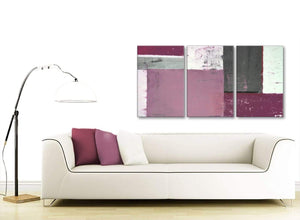 Contemporary Plum Gray Abstract Painting Canvas Wall Art Picture Split 3 Set 125cm Wide 3342 For Your Living Room
