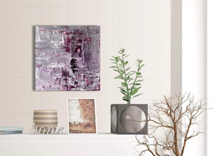 Contemporary Plum Grey Abstract Painting Wall Art Print Canvas Modern 49cm Square 1S359S For Your Dining Room