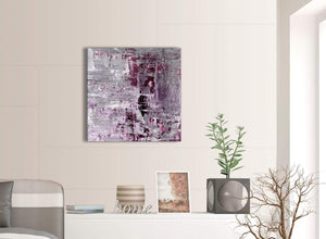 Contemporary Plum Grey Abstract Painting Wall Art Print Canvas Modern 64cm Square 1S359M For Your Dining Room