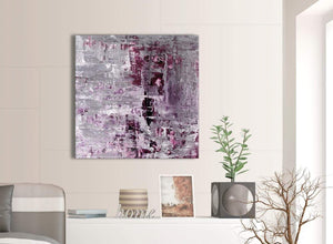 Contemporary Plum Grey Abstract Painting Wall Art Print Canvas Modern 79cm Square 1S359L For Your Dining Room