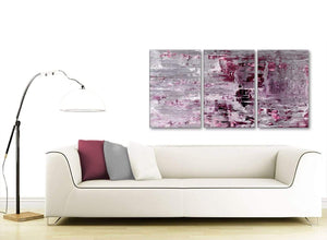 Contemporary Plum Grey Abstract Painting Wall Art Print Canvas Split 3 Set 125cm Wide 3359 For Your Dining Room