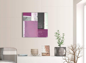 Contemporary Purple Grey Abstract Painting Canvas Wall Art Picture Modern 64cm Square 1S355M For Your Living Room