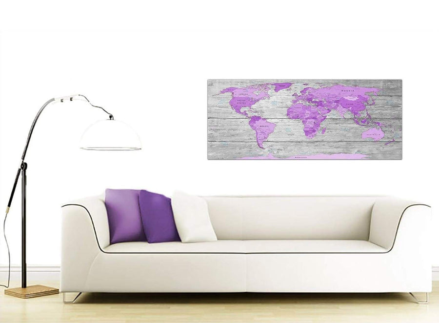 oversized purple grey large purple and grey map of world atlas canvas wall art print maps canvas modern 120cm wide 1298 for your bedroom