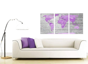 oversized purple grey large purple and grey map of world atlas canvas wall art print maps canvas multi triptych 3298 for your bedroom