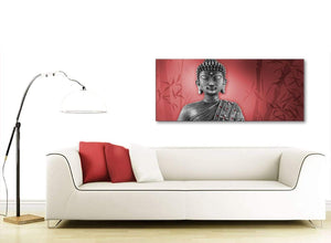 Contemporary Red And Grey Silver Wall Art Prints Of Buddha Canvas Modern 120cm Wide 1331 For Your Hallway