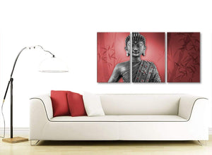 Contemporary Red And Grey Silver Wall Art Prints Of Buddha Canvas Split 3 Part 3331 For Your Dining Room
