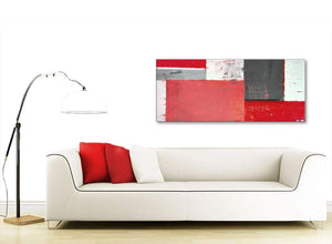 Contemporary Red Grey Abstract Painting Canvas Wall Art Modern 120cm Wide 1343 For Your Dining Room