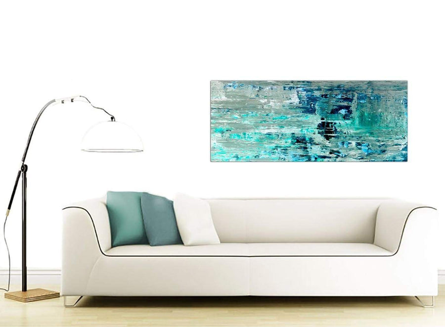 Contemporary Turquoise Teal Abstract Painting Wall Art Print Canvas Modern 120cm Wide 1333 For Your Hallway